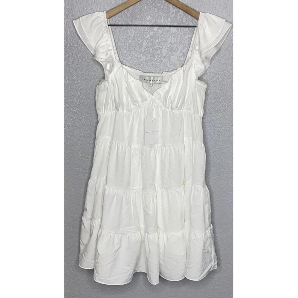 Endless Rose Ruffled Sweetheart Mini Dress Size Medium White nwt
